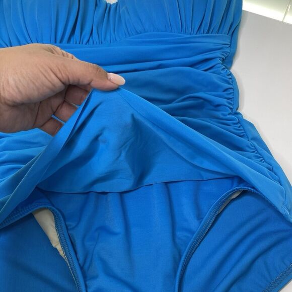 MIRACLESUIT Rialto Swimsuit Size 14 Slimming Shaper Ruched Blue Tummy Control - Picture 4 of 16